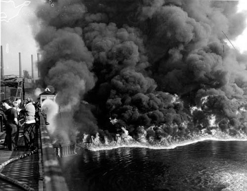 Flames Rising from Cuyahoga River