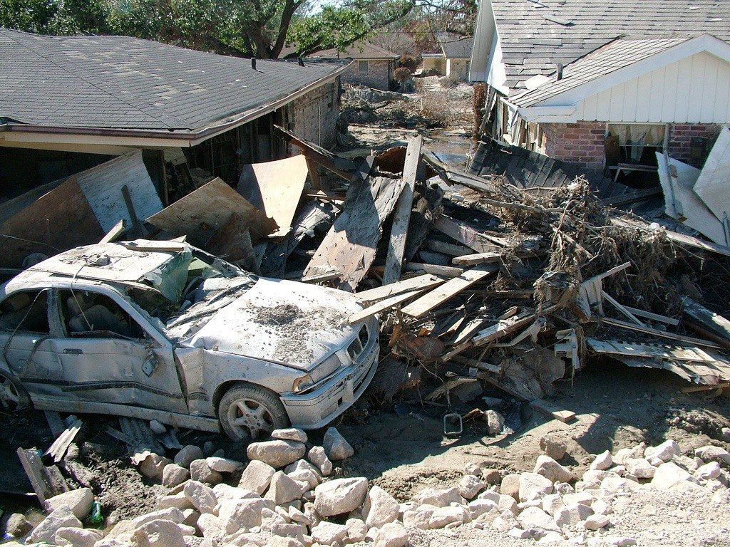 Extensive property damage caused by Hurricane Katrina