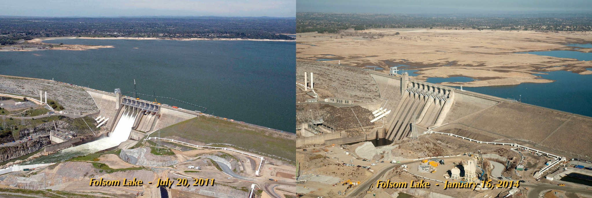 Folsom Lake during drought and non-drought conditions