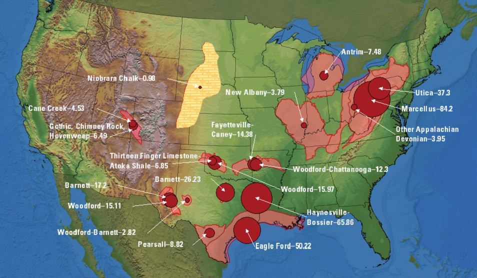 Natural Gas Deposits within the United States Boundaries