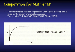 Y axis is yield. X axis is resources. final yield first increases, then curves to plateau as resources available increase