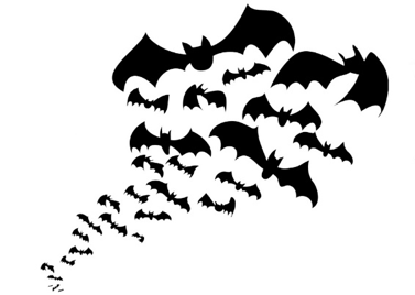 Illustration of bats flying