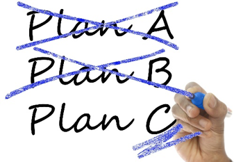 Plans A and B crossed out with Plan C remaining
