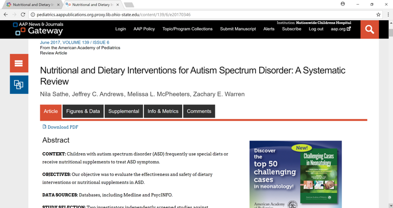 Next result of a systematic review search for autism interventions
