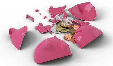 shattered piggy bank