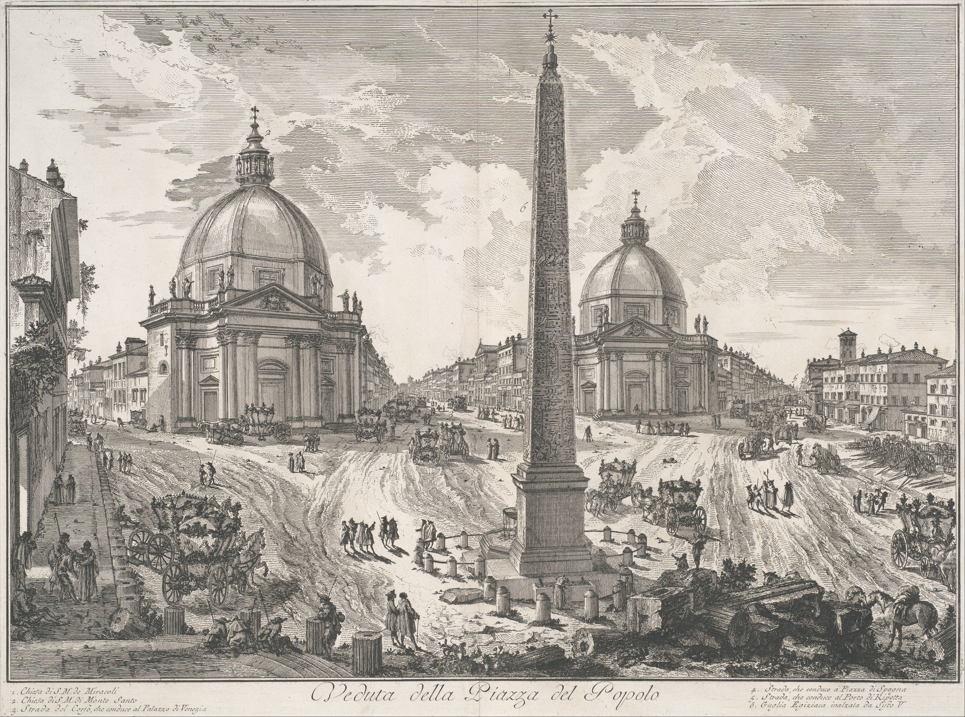Piarenesi Engraving of the piazza del popolo
