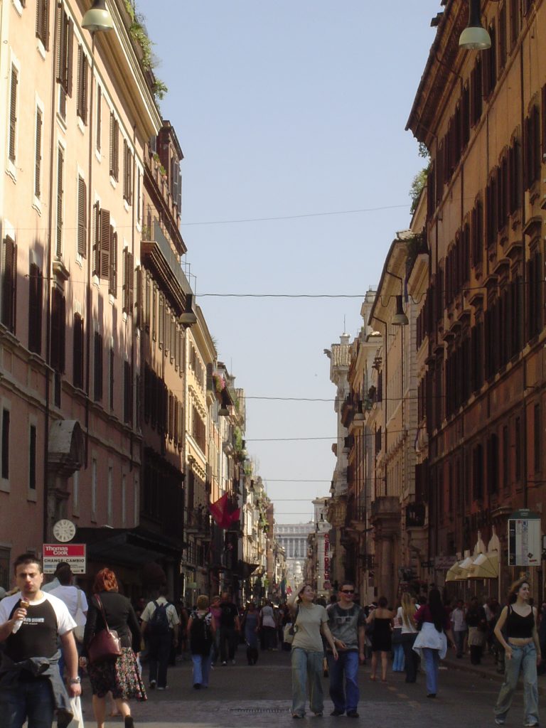 View from Piazza del Popolo looking South on Via del Corso