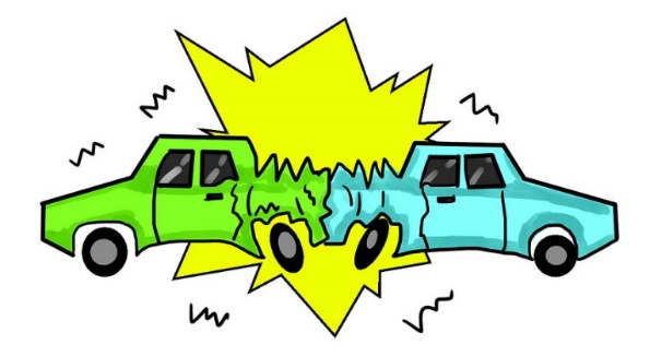 A drawing of a 2-car crash