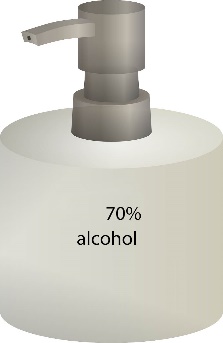 bottle of 70 percent alcohol hand sanitizer