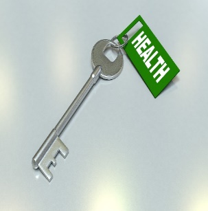 a key with a tag saying "Health" on it