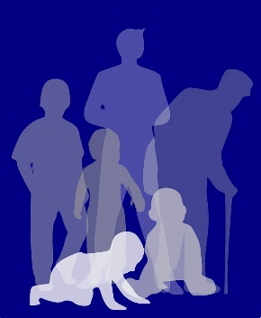 different ages of humans, in silhouette