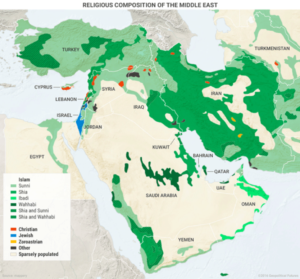 Map of Religous Distribution of the Middle East