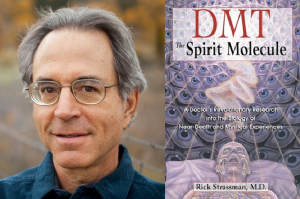 Image of Dr. Rick Strassman and the cover of his book, "DMT The Spirit Molecule"