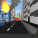burning building