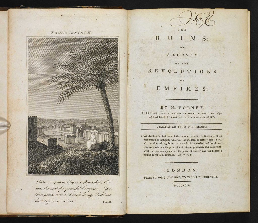 Title page of Volney's Ruins with illustration