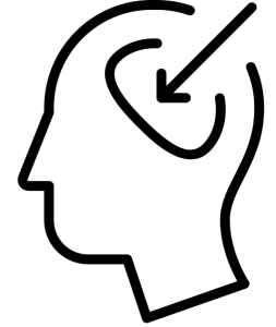 Arrow pointing into a brain