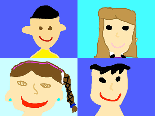 Student self-portraits created in Pixie app