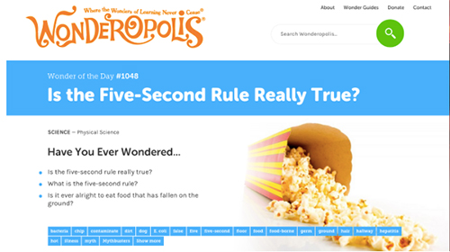 Screenshot of Wonderopolis