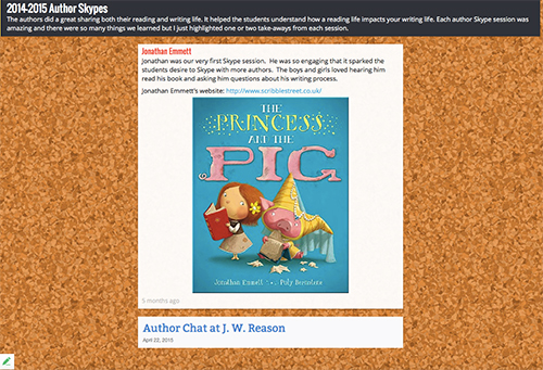 Screenshot of author's Padlet