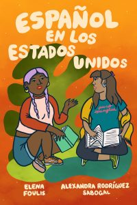 Cover of book. It shows two young girls sitting on the grown talking and holding books.