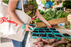 A woman shopping at a farmers market