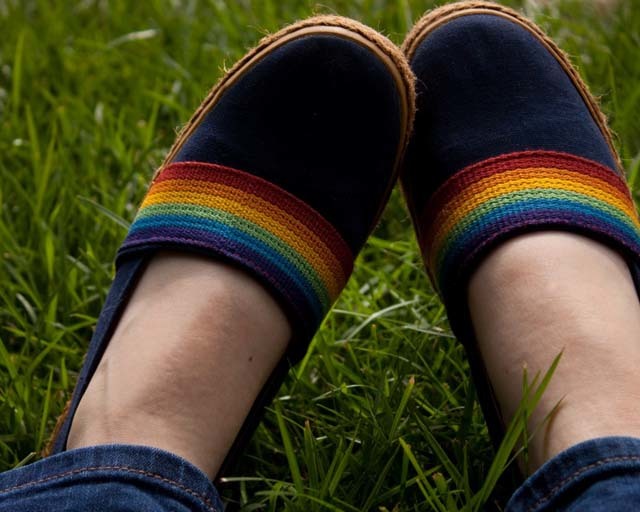 picture of shoes with rainbows on them