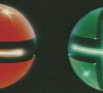 a red all with a negative sign and a green ball with a plus sign