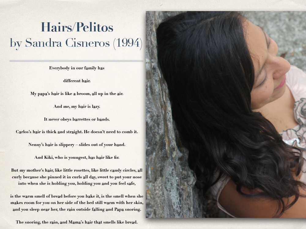 Graphic featuring the poem "Hair"