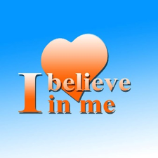 logo saying "I believe in me" with a heart in background