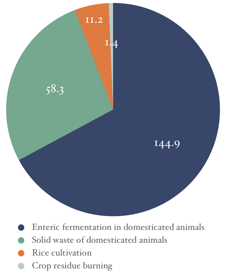 pie graph showing methane emissions by sources